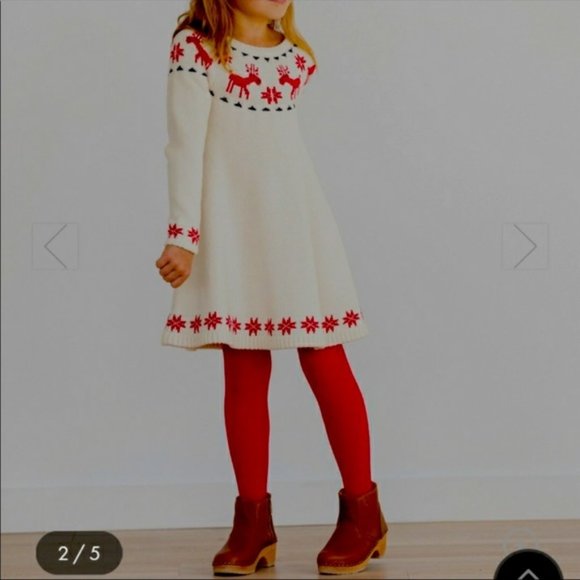 Hanna Andersson 150 US 12 yr Dear Deer Holiday Sweater Dress - Picture 2 of 4